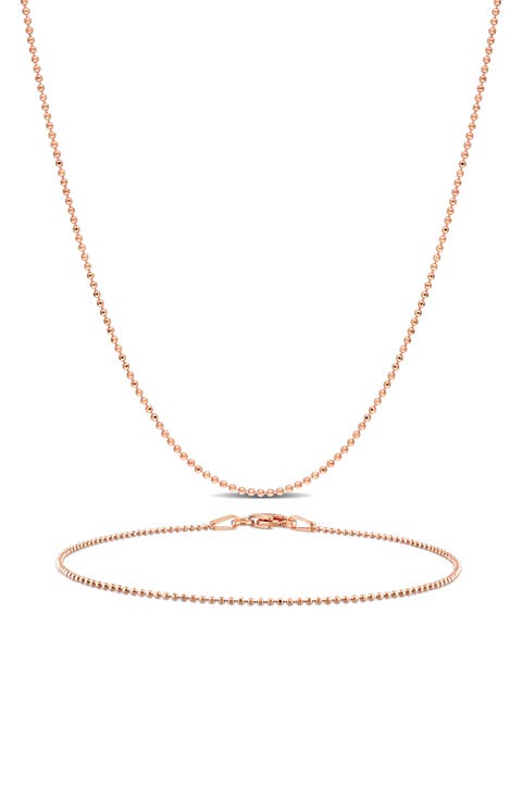 1mm Ball Chain Necklace & Bracelet Set