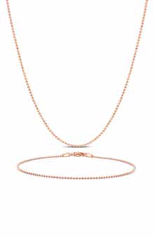 1mm Ball Chain Necklace & Bracelet Set