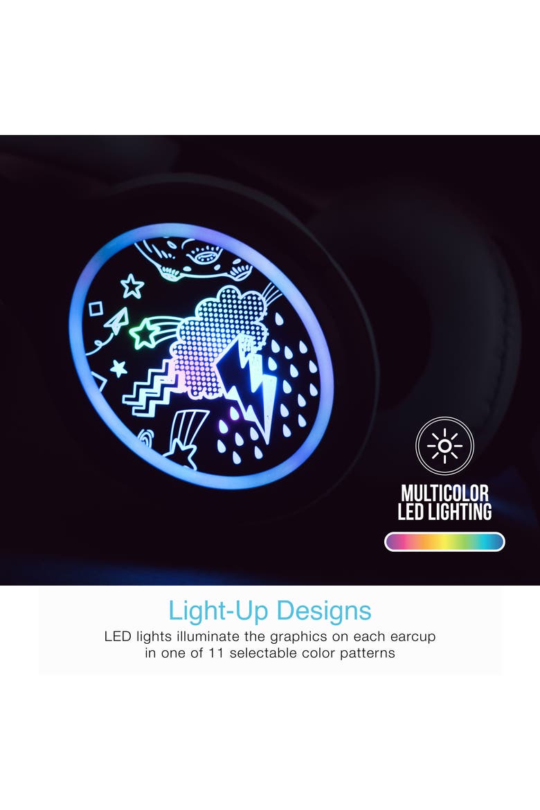 KidJamz KJ65U Safe Listening USB-C Over-Ear Headphones for Kids with LED Lights, Alternate, color, Black