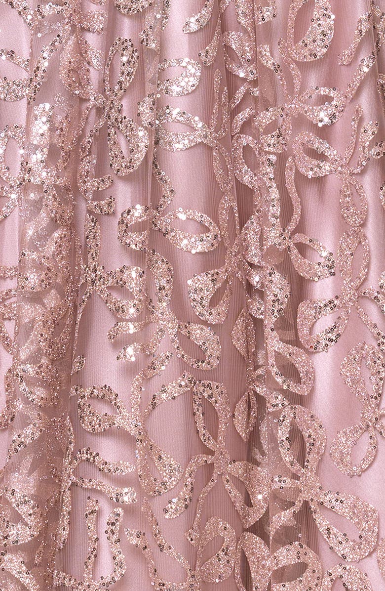 Blondie Nites Strappy Illusion Bodice Ballgown, Alternate, color, Rose