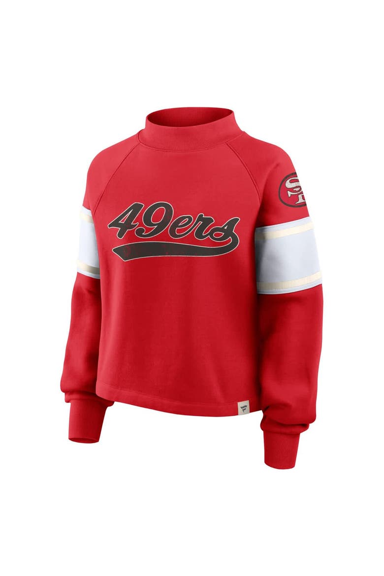 Women's Fanatics Scarlet San Francisco 49ers Oversized Hometown Toss Sweep Mock Neck Pullover, Alternate, color, Scarlet
