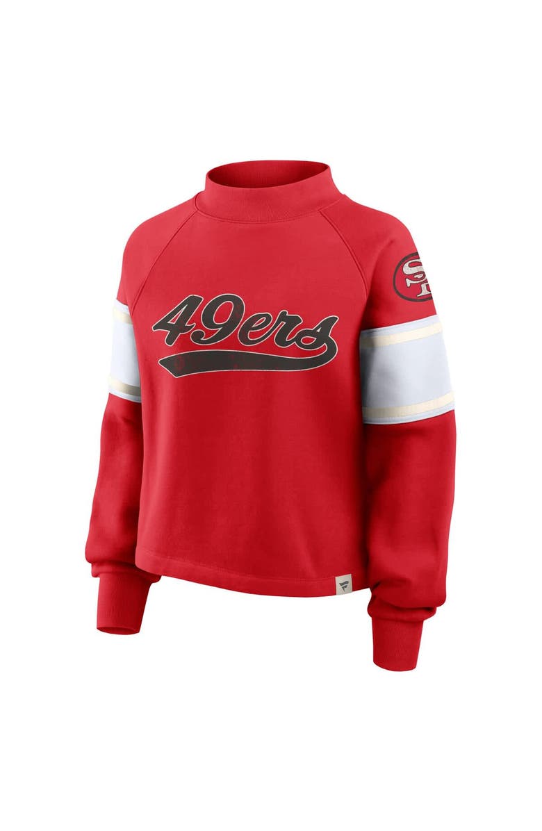 FANATICS Women
s Fanatics Scarlet San Francisco 49ers Oversized Hometown Toss Sweep Mock Neck Pullover, Alternate, color, Scarlet