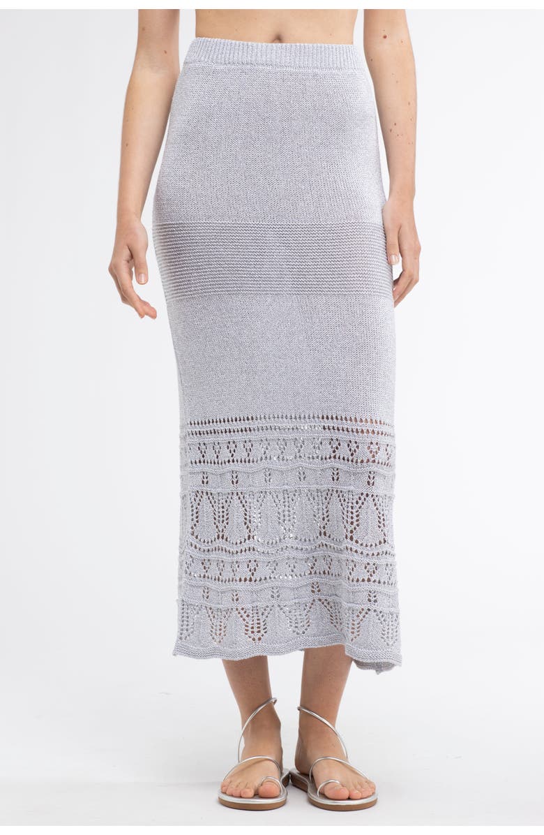 Sunday St. Tropez Gioca Crochet Cover-Up Maxi Skirt, Alternate, color, Silver