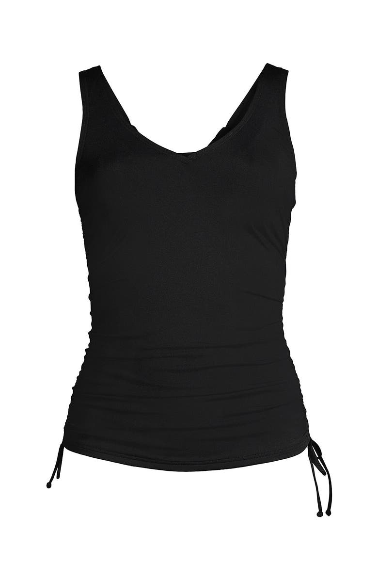 Lands' End Plus Size DD-Cup Chlorine Resistant Adjustable V-neck Underwire Tankini Top Swimsuit, Alternate, color, Black
