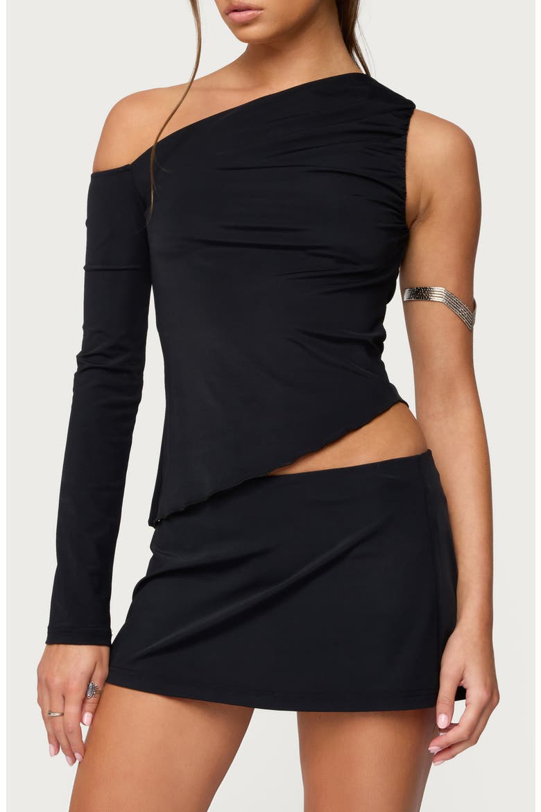 Lucretia Asymmetric Off the Shoulder Top, Main, color, BLACK