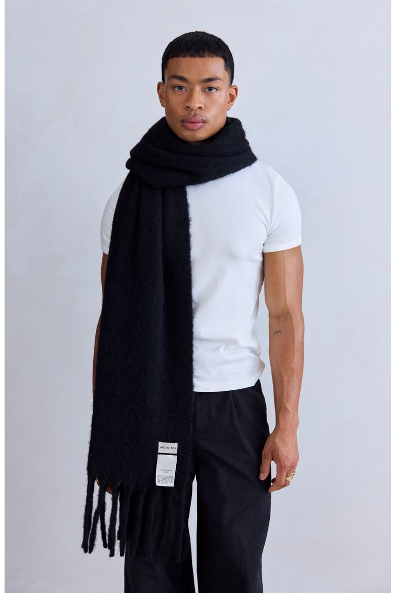 The Reykjavik Fringe Scarf, Alternate, color, BLACK