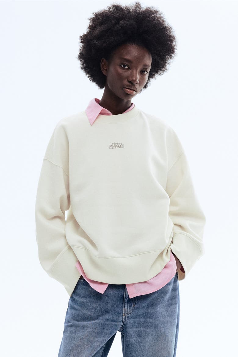 Printed Sweatshirt, Alternate, color, White/Note Floreali