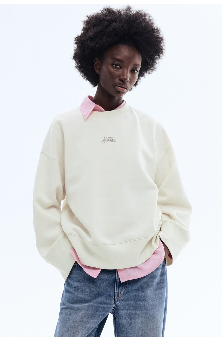 H&M Printed Sweatshirt, Alternate, color, White/Note Floreali