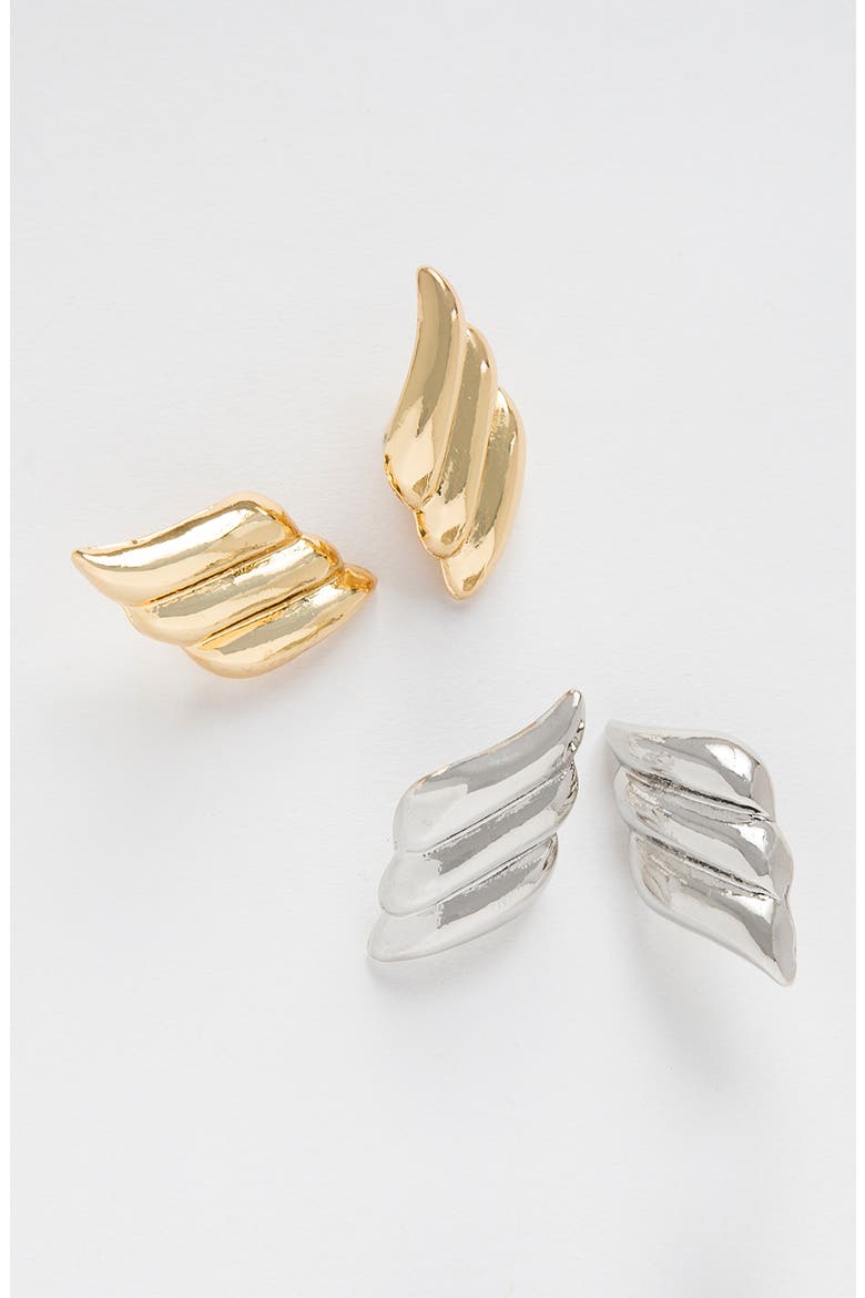 Wing Stud Earrings, Alternate, color, SILVER