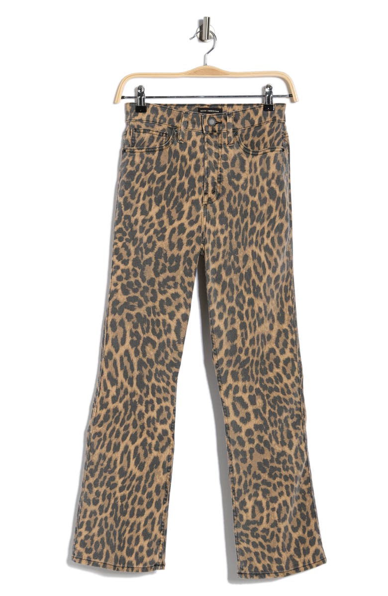 Good American Good Kick Flare Leopard Print Jeans, Main, color, 