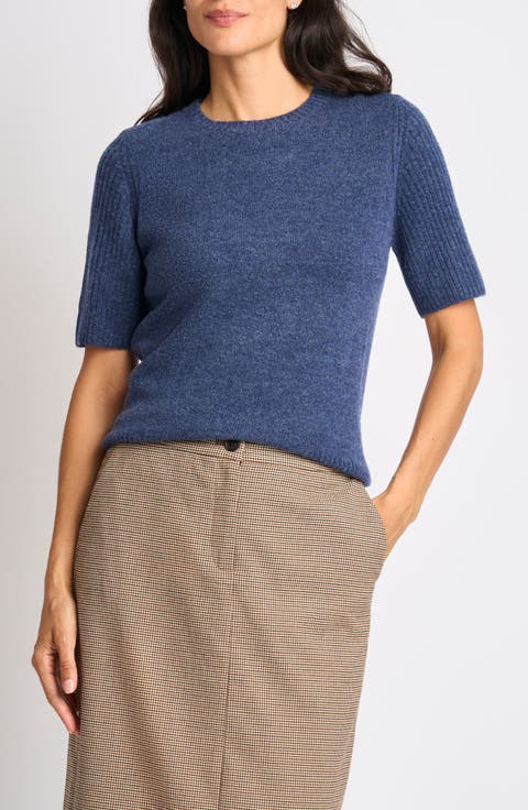 Contrast Ribbed Sleeve Sweater
