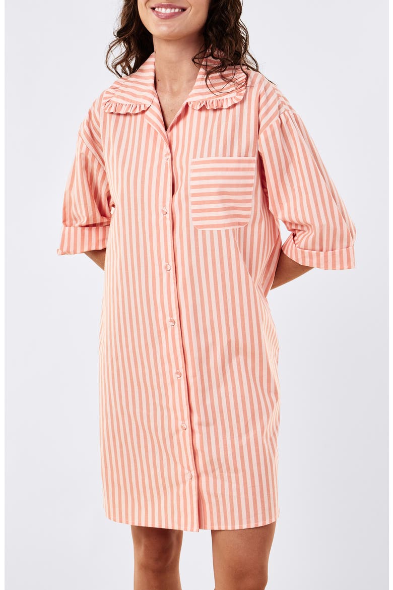 Butterscotch Stripe Cotton Nightshirt, Alternate, color, BUTTERSCOTCH