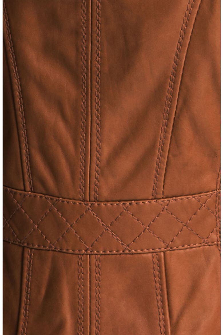 Hooded Leather Jacket, Alternate, color, BROWN