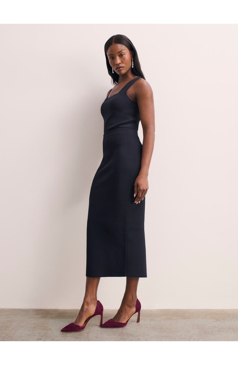 The Fold Santon Sculpt Knit Skirt, Alternate, color, Navy
