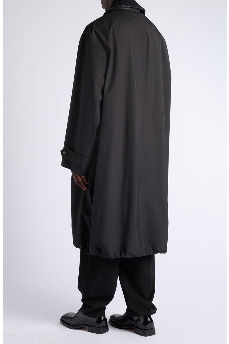 Technical Wool & Silk Trench Coat with Removable Intrecciato Collar, Alternate, color, 1010 DOUBLE BLACK