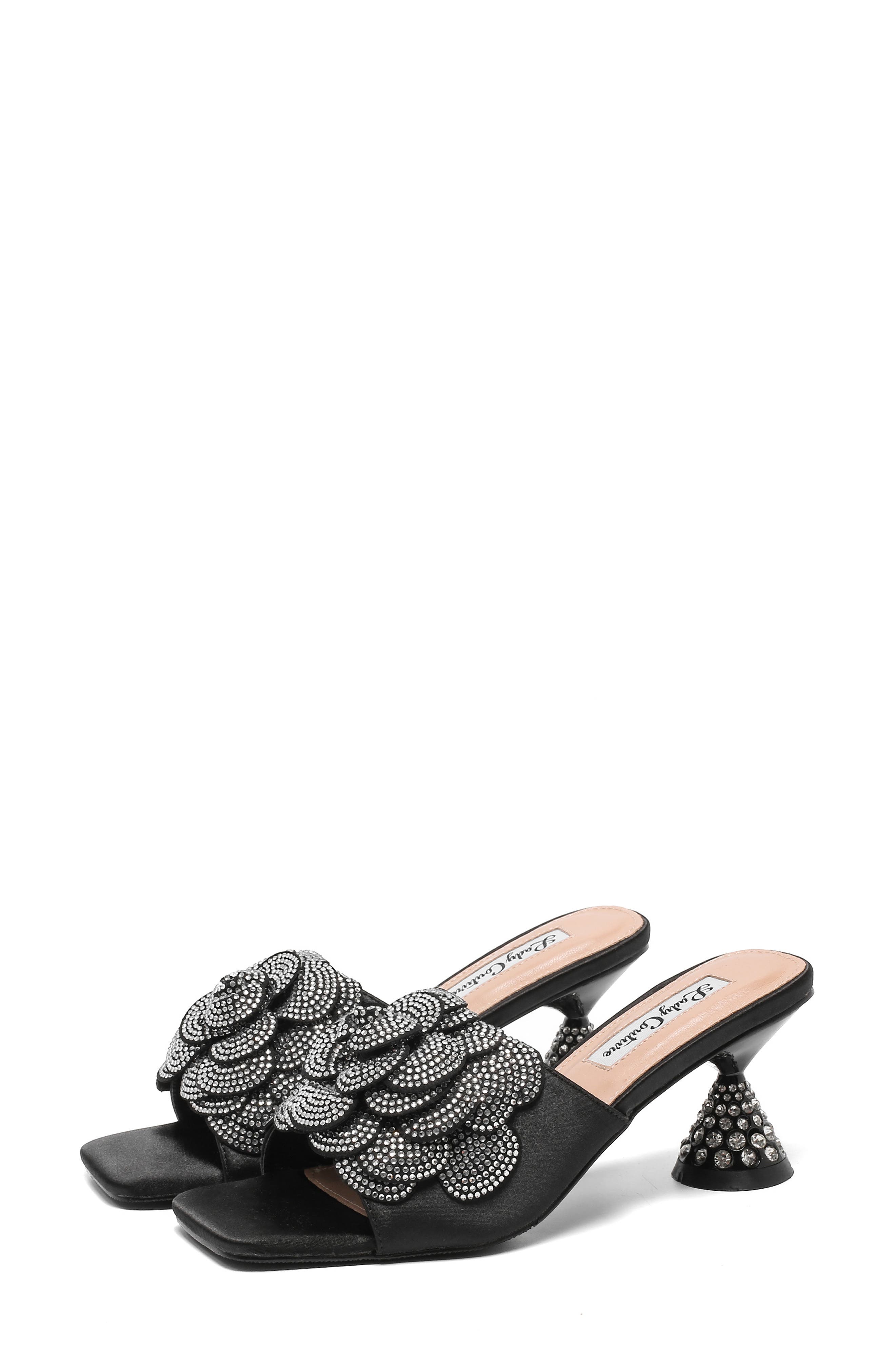 LADY COUTURE Petal Slide Sandal, Alternate, color, Black