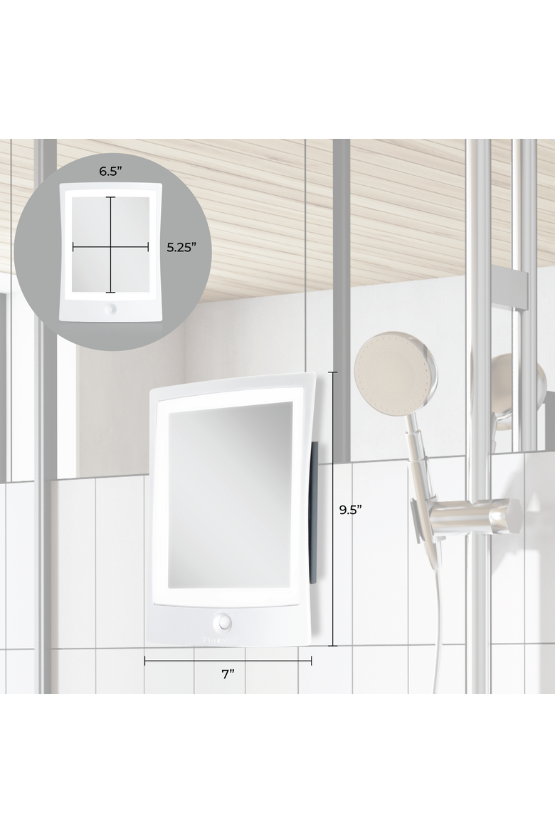 Fogless Lighted Shower Mirror with Mount & Rechargeable, Alternate, color, Silver