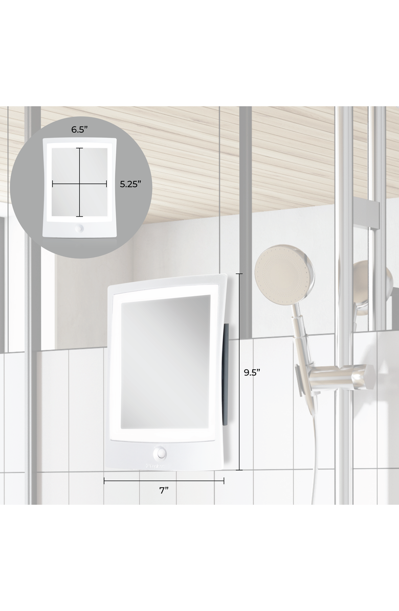 Zadro Fogless Lighted Shower Mirror with Mount & Rechargeable, Alternate, color, White