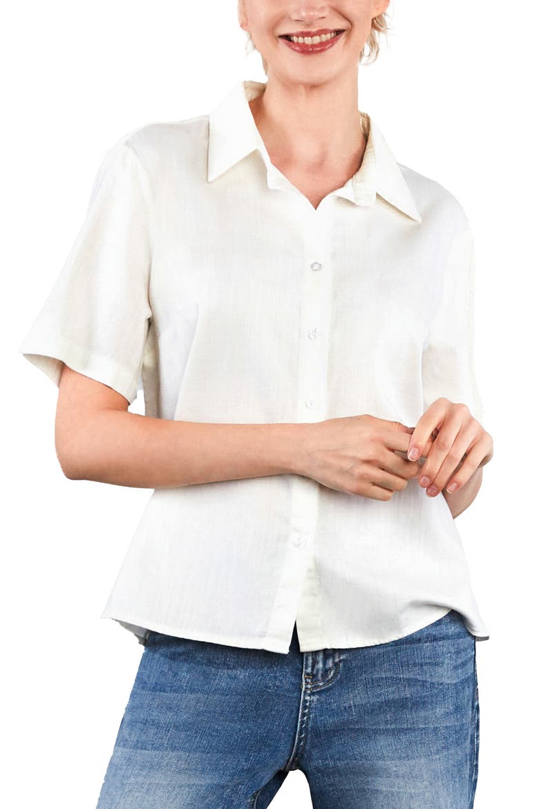Flow Button-Up Shirt, Alternate, color, FRESH CREAM
