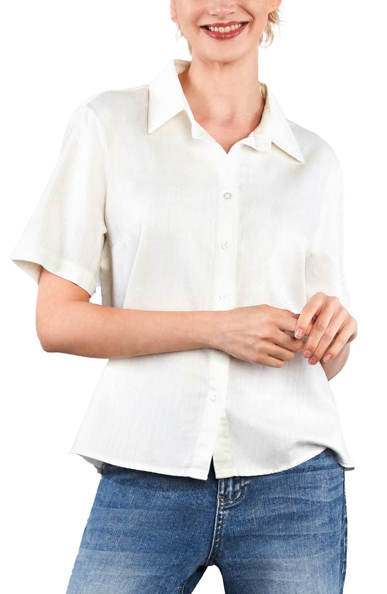 HINT OF BLU Flow Button-Up Shirt, Alternate, color, Fresh Cream