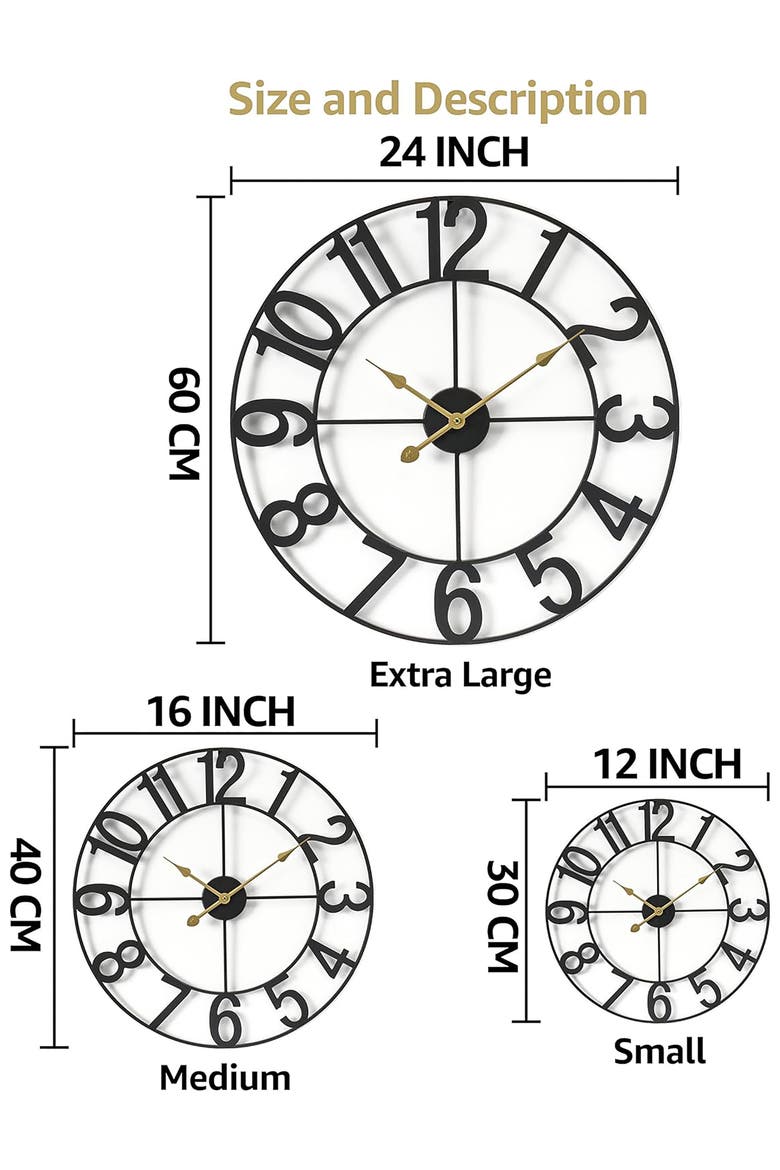 24 Inch Numeral Wall Clock, Alternate, color, BLACK
