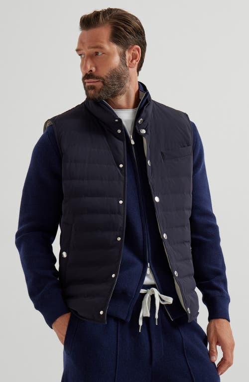 Brunello Cucinelli Quilted High Neck Sleeveless Jacket In Blue