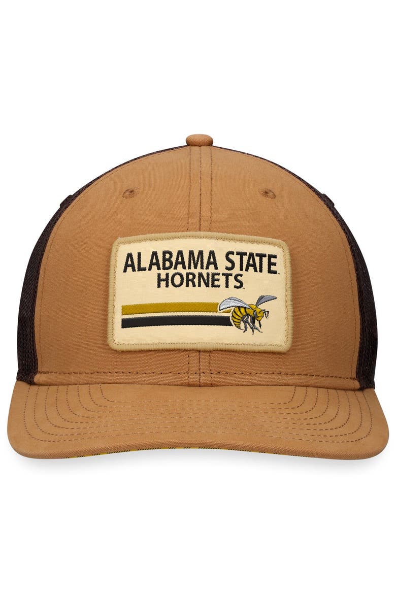 Men's Top of the World Khaki Alabama State Hornets Strive Trucker Adjustable Hat, Alternate, color, Khaki