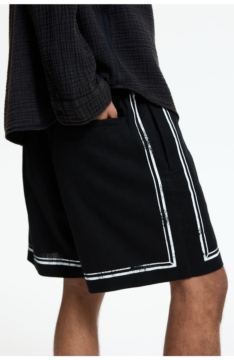 H&M Loose Fit Printed Shorts, Alternate, color, Black/California Dreams