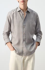MANGO Stripe Button-Up Shirt