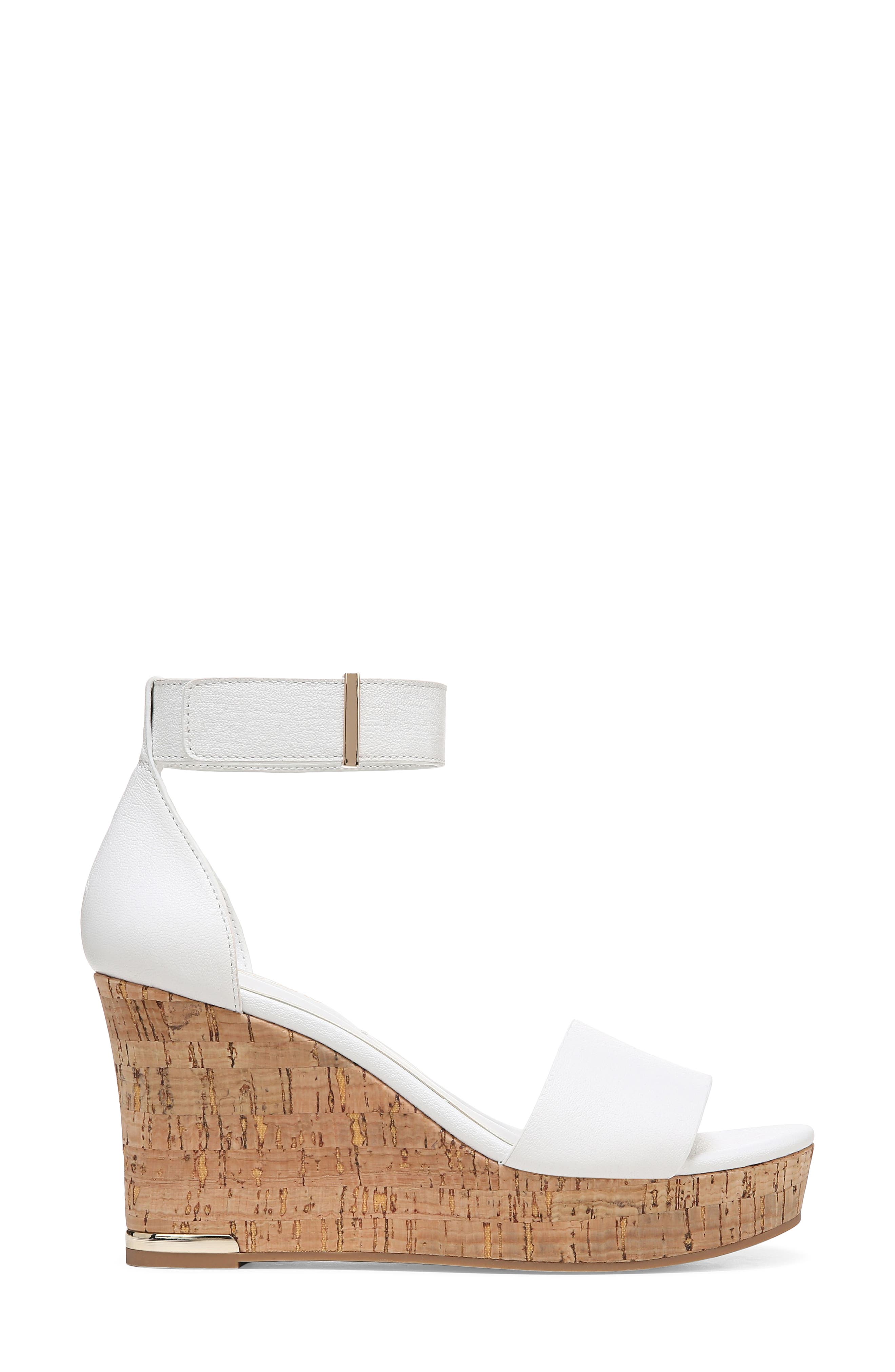 Franco Sarto Clemens Ankle Strap Wedge Sandal, Alternate, color, White
