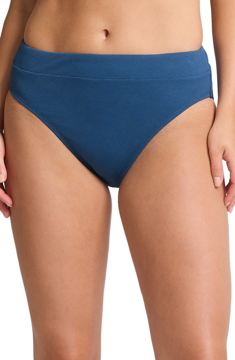 Tommy Bahama Island Cays High Waist Bikini Bottoms, Main, color, Indigo Tide