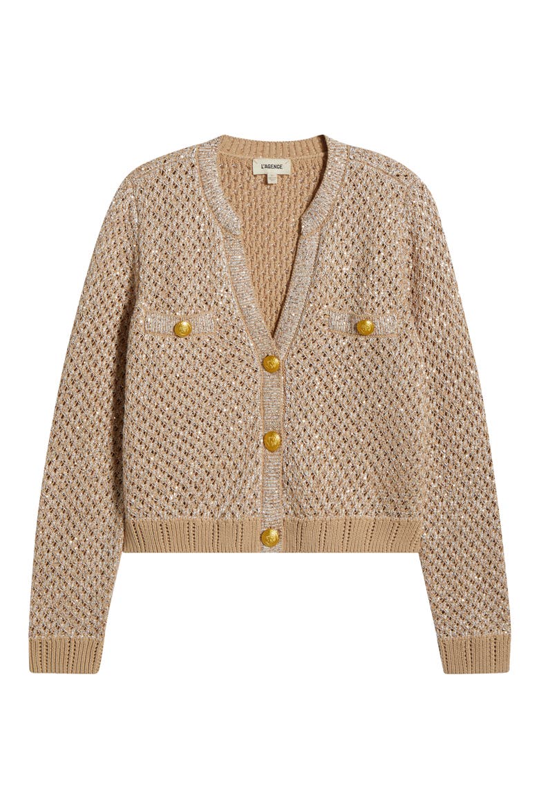 Blanca Sequin Crop Cardigan, Alternate, color, NATURAL MULTI/ GOLD