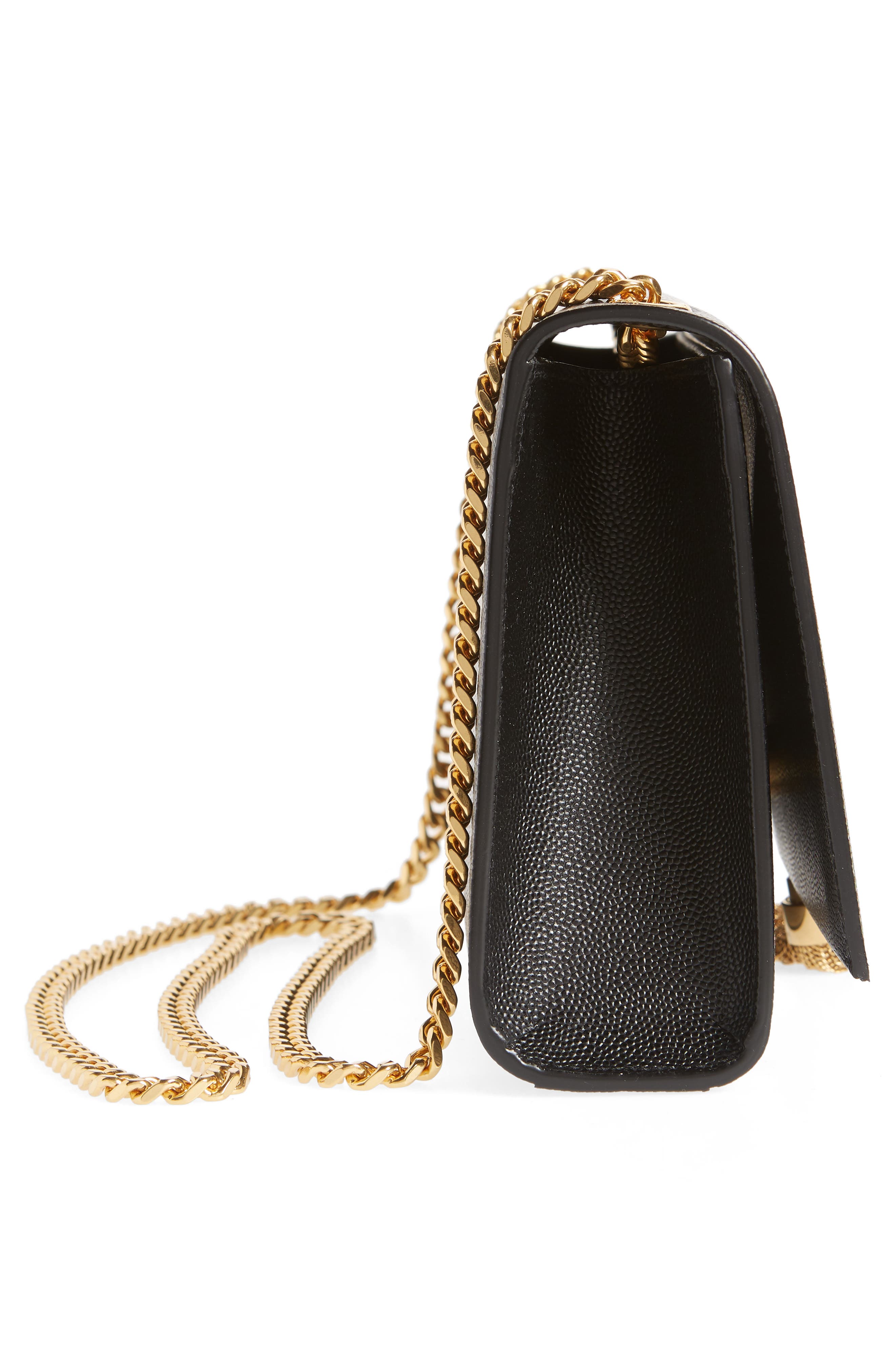 Saint Laurent Medium Kate Leather Wallet on a Chain, Alternate, color, 
