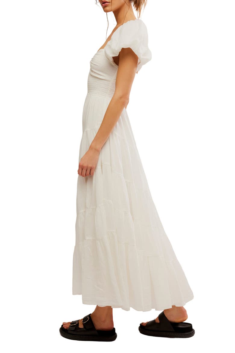 Sundrenched Smocked Puff Sleeve Maxi Dress, Alternate, color, WHITE