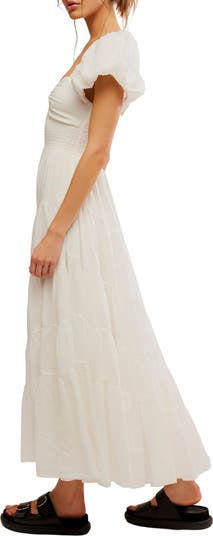 Sundrenched Smocked Puff Sleeve Maxi Dress