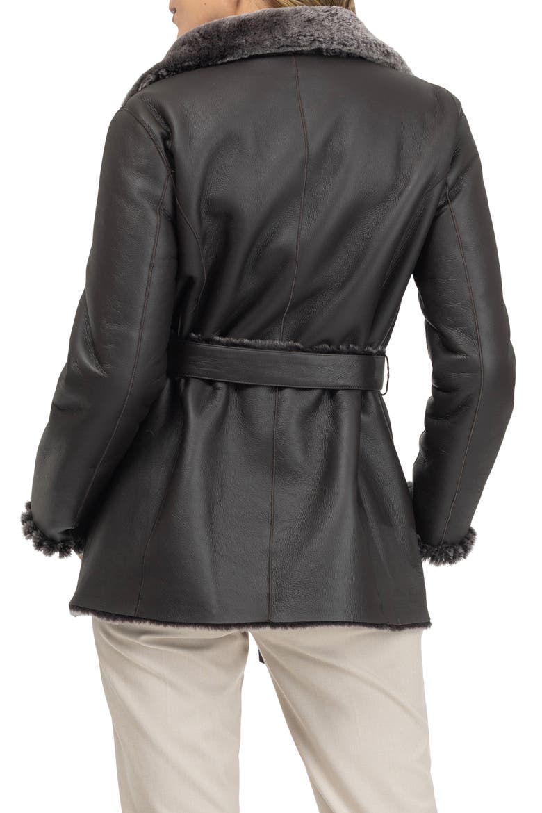 Merino Genuine Shearling Jacket With Whipstitch Trim, Alternate, color, BROWN BRISA