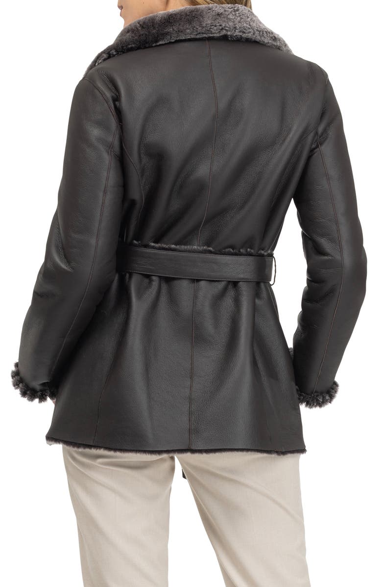 GORSKI Merino Shearling Lamb Jacket With Whipstitch Trim, Alternate, color, Brown Brisa