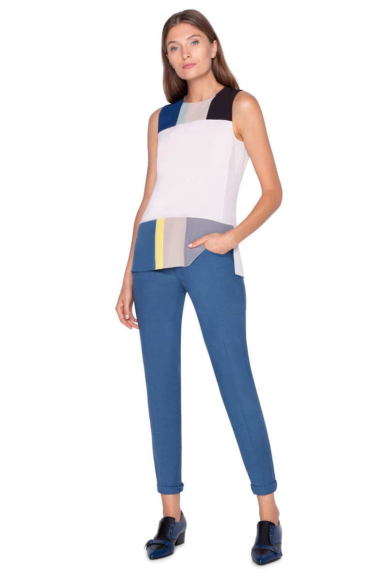 Akris Pittura Patchwork Sleeveless Silk Blouse, Alternate, color, 