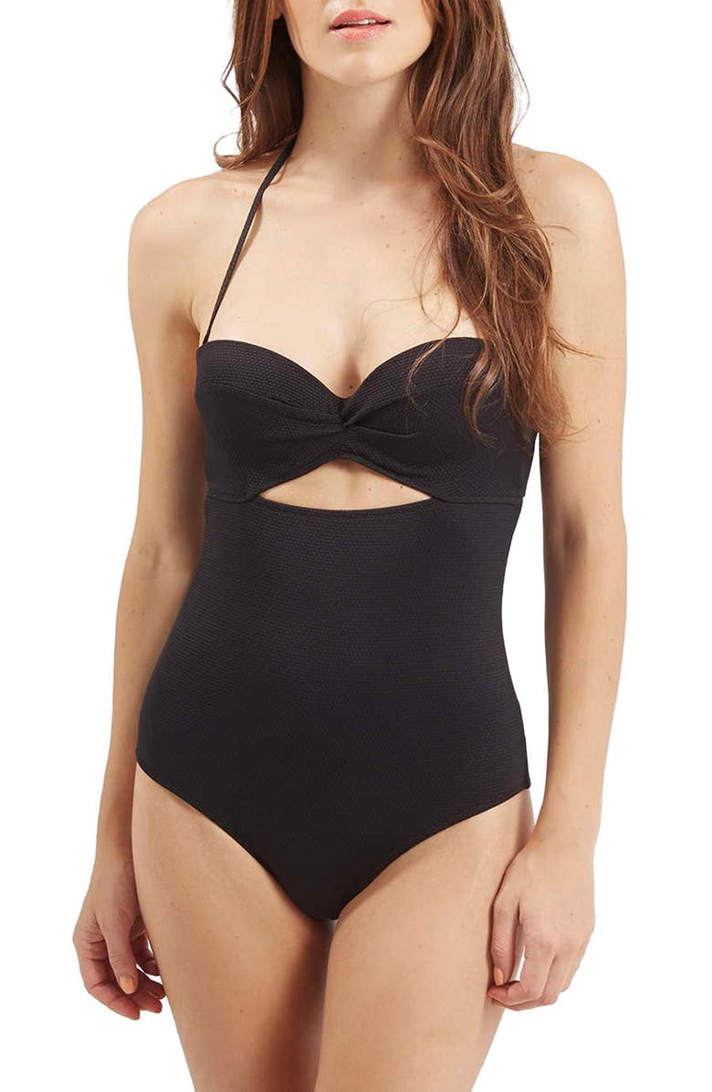 Topshop Ruched One Piece Swimsuit, Main, color, 