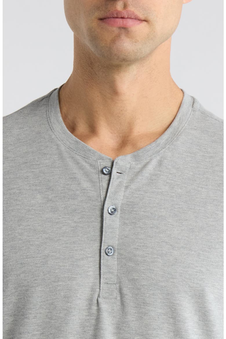 Featherweight Short Sleeve Henley Pajama Top, Alternate, color, GREY