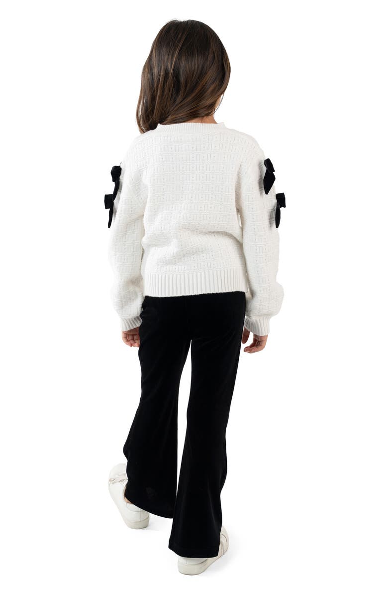 Rare Editions Kids' Bow Textured Sweater & Flared Leggings Set, Alternate, color, Ivory