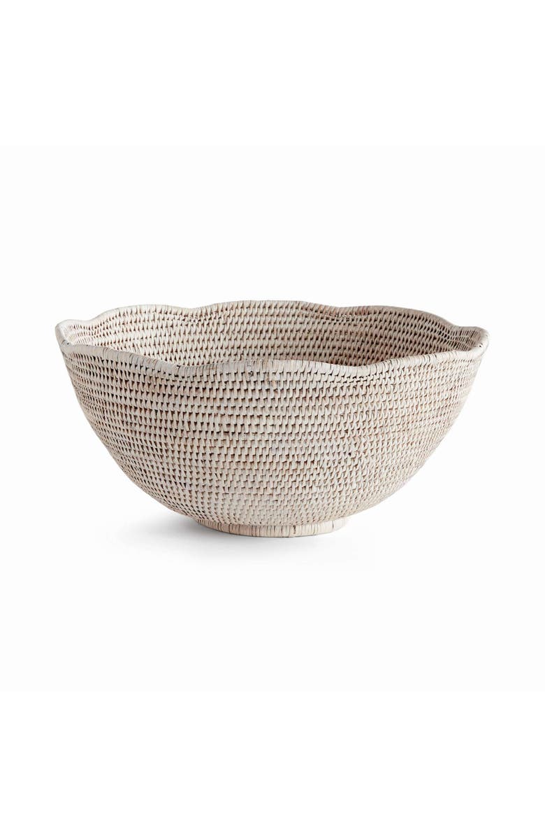 Napa Home & Garden Burma Rattan Scalloped Edge Bowl Large, Main, color, White
