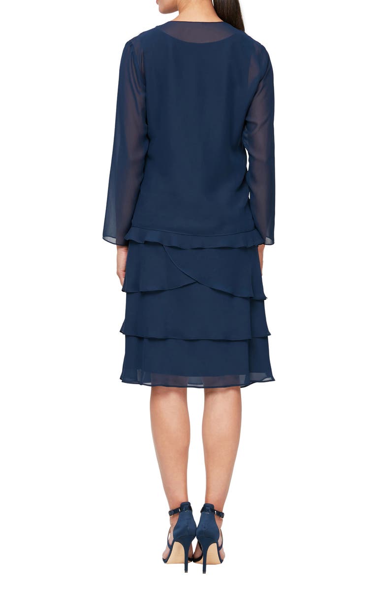 SL FASHIONS SLNY Sequin Chiffon Jacket Dress, Alternate, color, Deep Navy