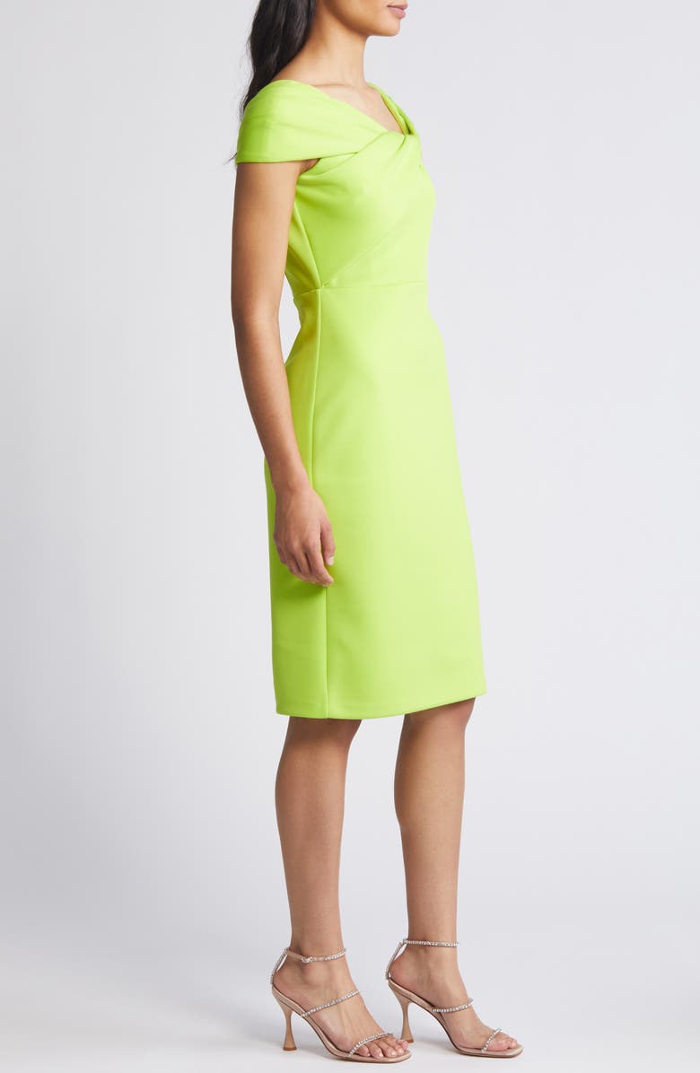Eliza J Twist Detail Cap Sleeve Scuba Crepe Cocktail Dress, Alternate, color,
