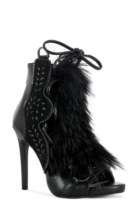 Shainy Faux Fur Open Toe Bootie (Women)