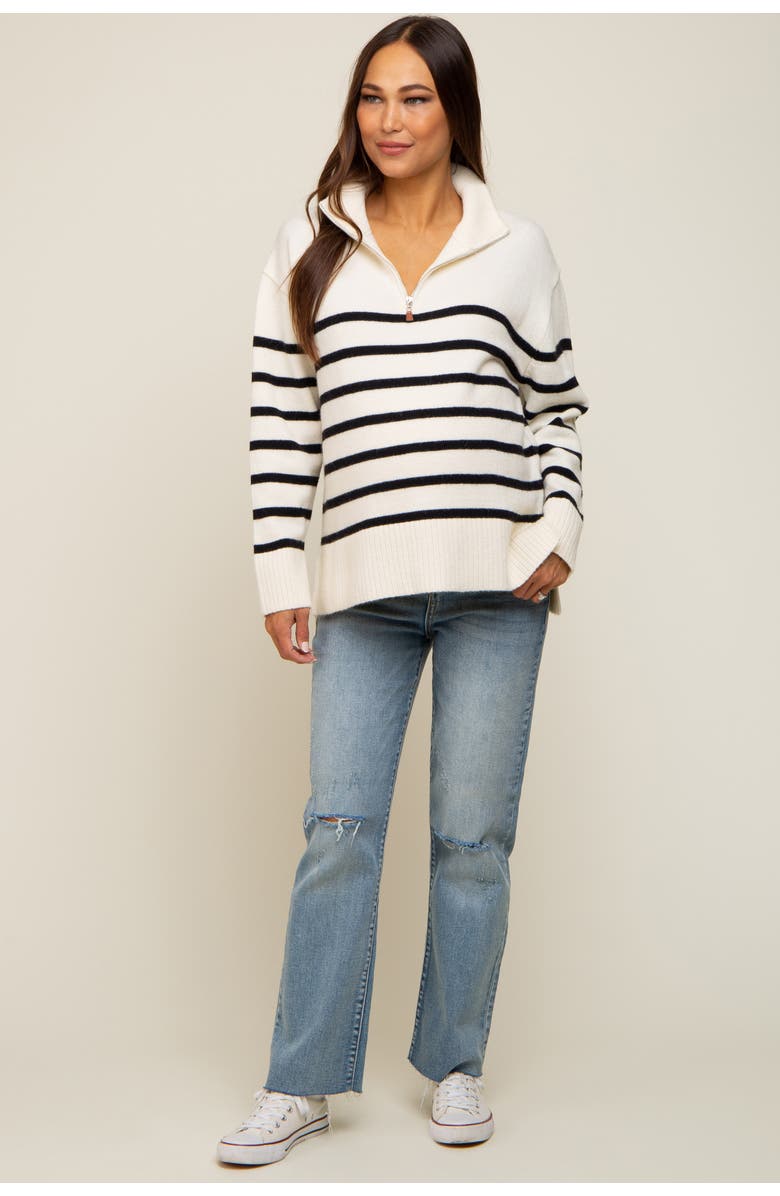 PinkBlush Striped Half Zip Sweater, Alternate, color, 
