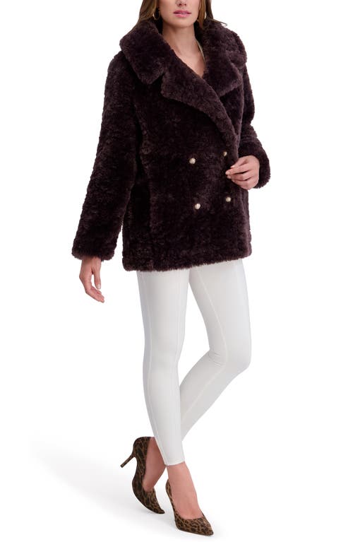 Kensie Faux Shearling Coat In Brown