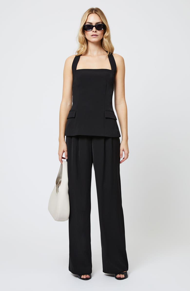 French Connection Harry Halter Neck Suiting Top, Alternate, color, Black