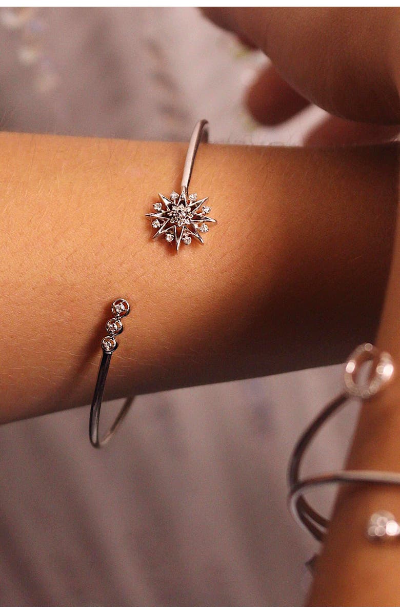 LuvMyJewelry Supernova Star Sterling Silver Diamond Adjustable Cuff, Alternate, color, 