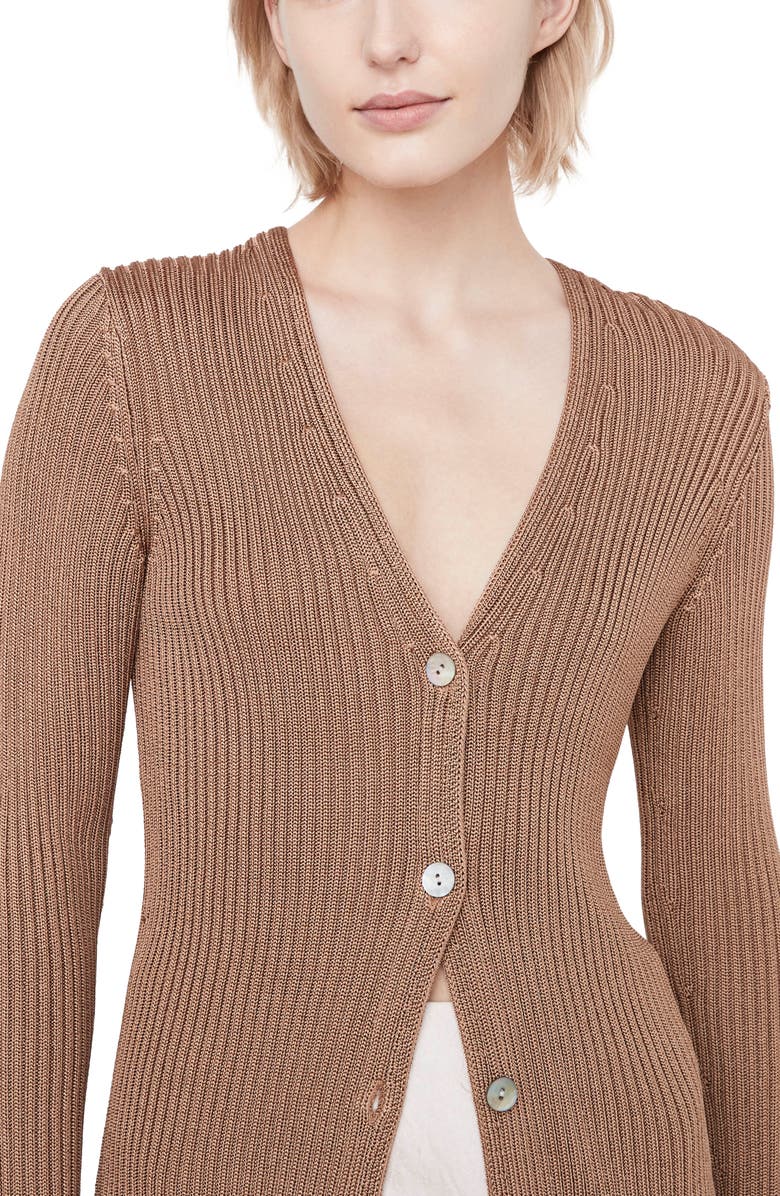 Vince Rib Cardigan, Main, color, Chestnut